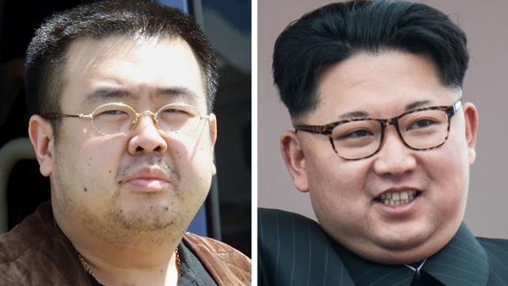 El fallecido Kim Jong-nam (i) y el líder norcoreano, Kim Jong-un (d).