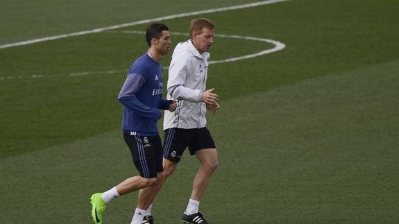 Cristiano Ronaldo entrena en Valdebebas. 