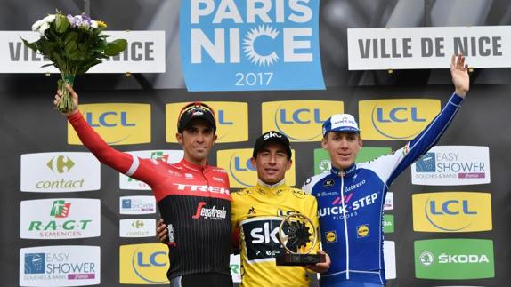 Alberto Contador, Sergio Henao y Daniel Martin. 