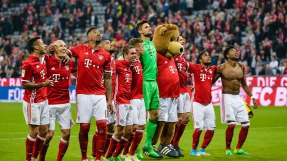 El Bayern celebra el triunfo ante el Dortmund. 