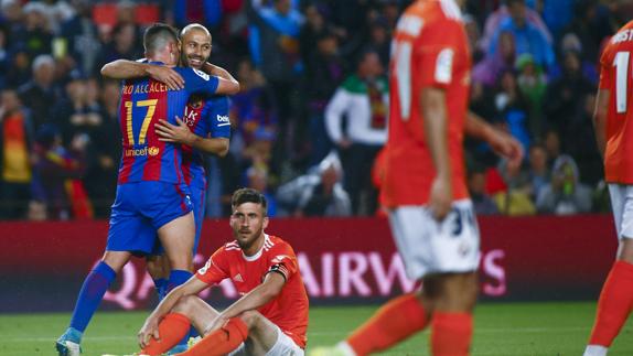 Mascherano celebra su gol. 