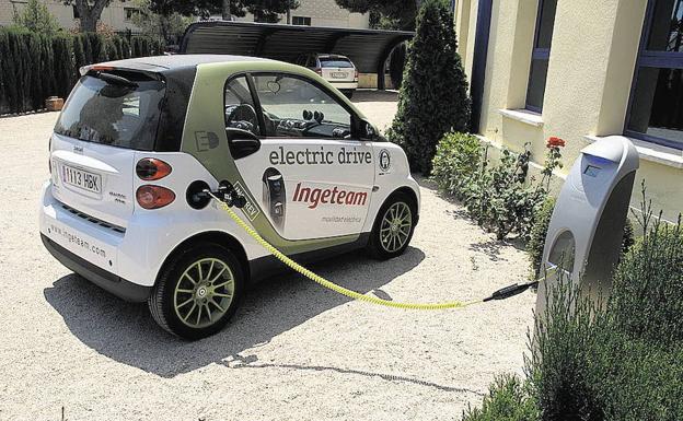 Coche eléctrico en un punto de recarga.