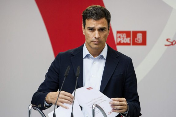 El secretario general del PSOE, Pedro Sánchez, durante una rueda de prensa el pasado viernes. 