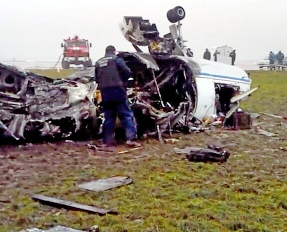 Imagen del accidente de avión del presidente de la petrolera Total. 
