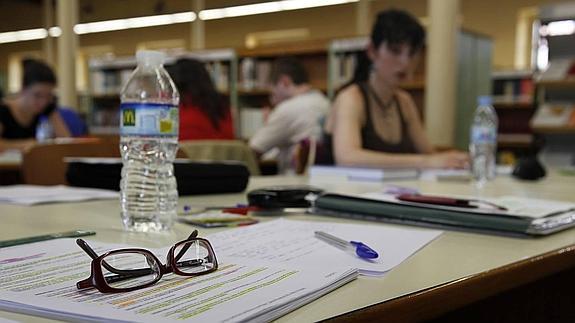 Estudiantes, en la Biblioteca de La Rioja.