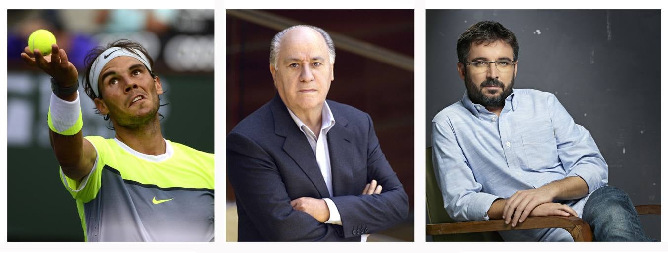 El deportista Rafa Nadal, el empresario Amancio Ortega y el periodista Jordi Évole, favoritos de los riojanos. 