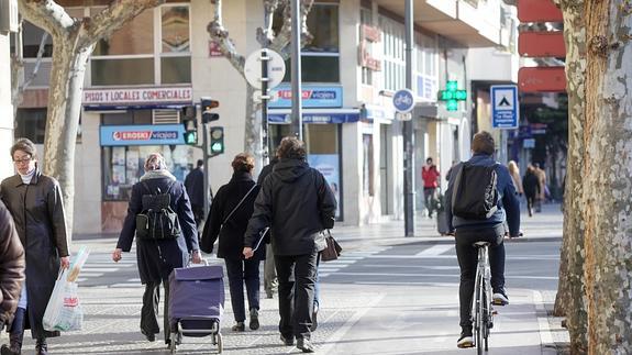 Carril bici en la calle Muro de Cervantes