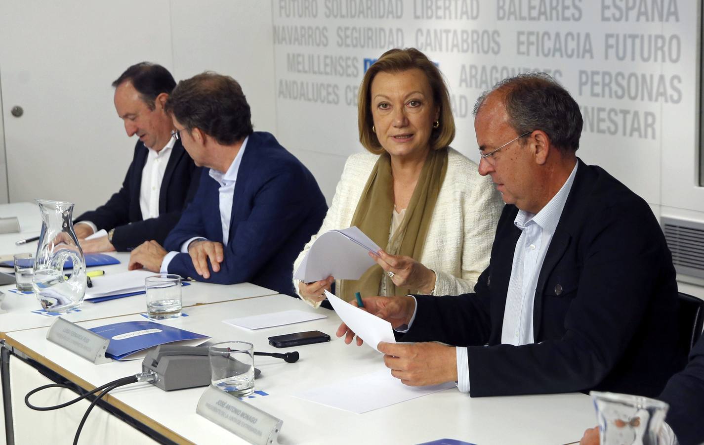 Sanz, al fondo de la foto, en la reunión de la Ejecutiva. 