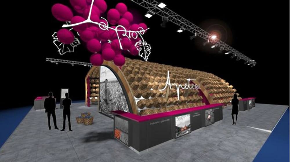 Recreación digital del pabellón riojano para la edición de Fitur 2016. 