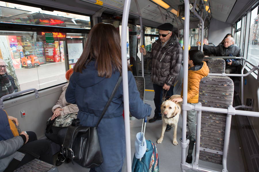Viajeros en un transporte público. 
