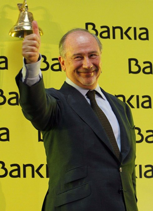 Rodrigo Rato, el 20 de julio de 2011 en el acto de estreno bursártil de Bankia, entidad que entonces presidía. :: ballesteros / EFE
