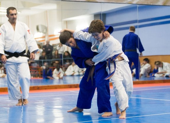 Dos judokas, en uno de los combates de la pasada campaña. :: F.D.