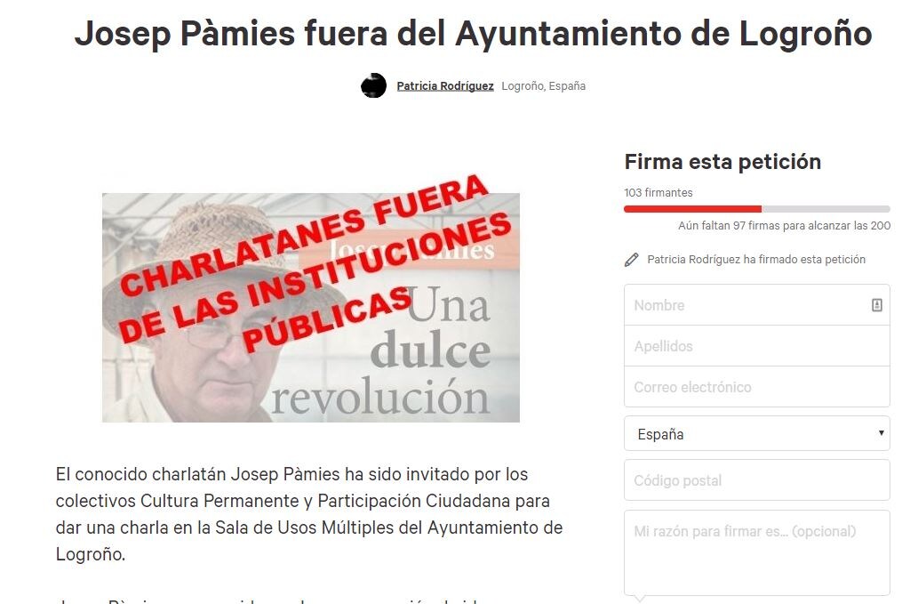 Recogen firmas para evitar una charla del «charlatán» Josep Pamiés en el Ayuntamiento