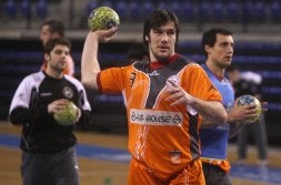 Gedeón Guardiola, durante un entrenamiento en el Palacio. /JUAN MARÍN
