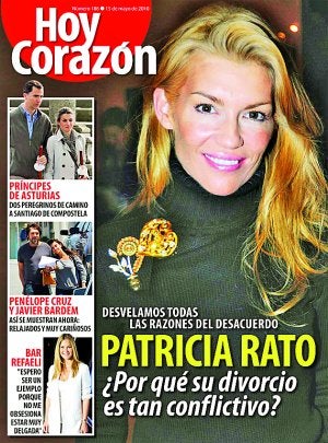 Patricia Rato y su conflictivo divorcio de Espartaco, portada de 'Hoy Corazón'