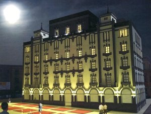 Recreación del proyecto de hotel de lujo comparado con el edificio actual y con el Museo de La Rioja:: LA RIOJA
