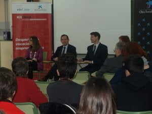 Cristina Bolado, Javier Erro, Gonzalo Capellán y Sandra  Usón, durante la presentación del proyecto. ::                         M.F.