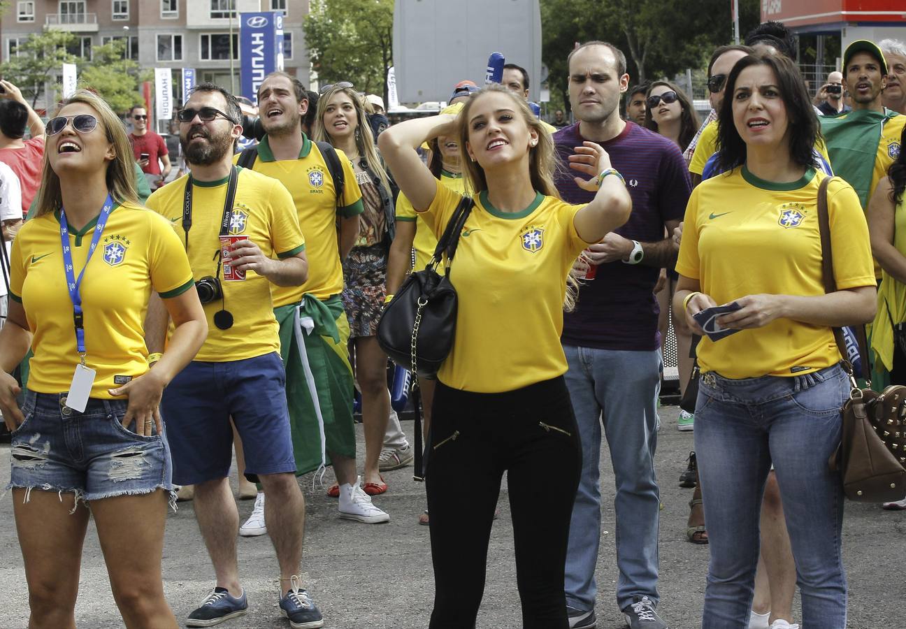 Duelo de aficionadas en el Mundial de Brasil (2)