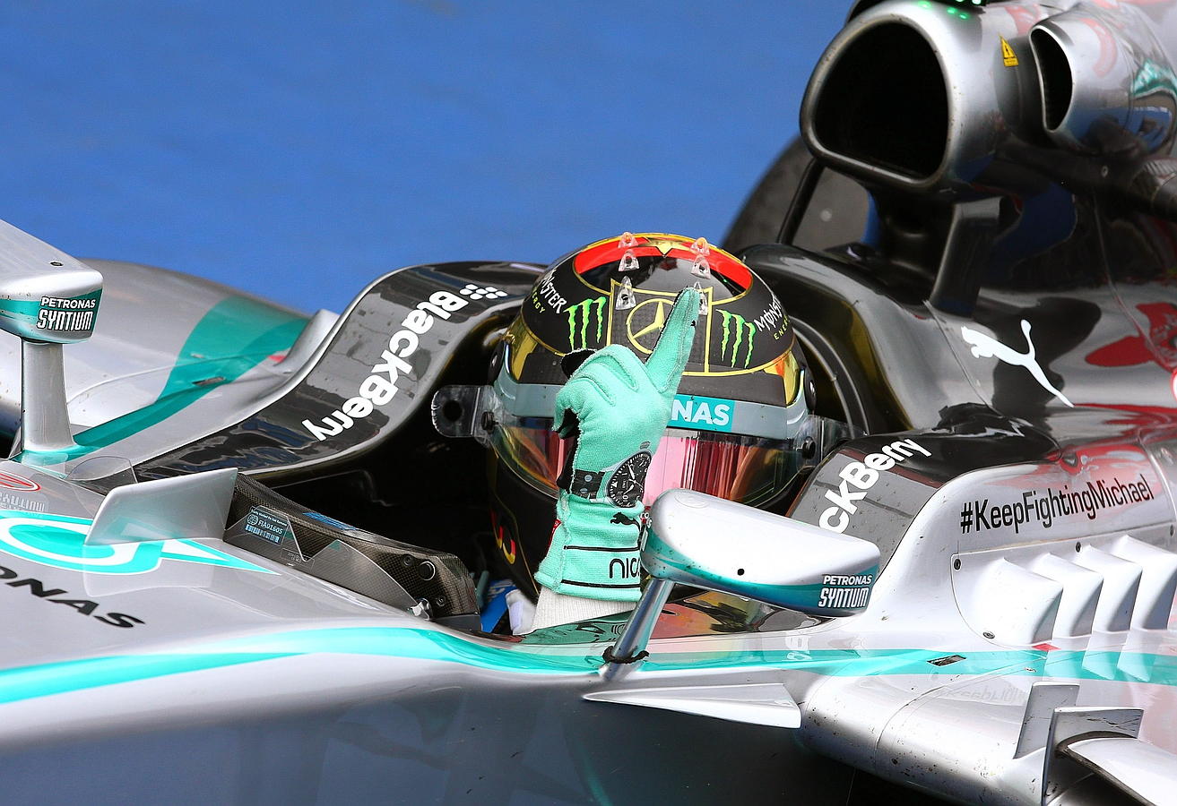 Nico Rosberg celebra la victoria en el Gran Premio de Hockenheim