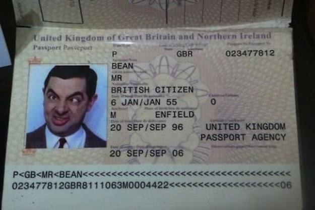 Pasaporte ficticio de Mr. Bean.