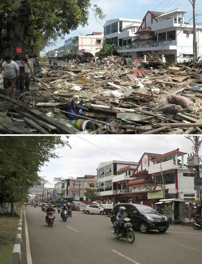 La calle Panglima Polem, cerca de Peunayoung, en Bandah Aceh.