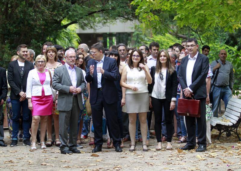 PSPV, Compromís y Podemos firman un acuerdo programático en el Botánico