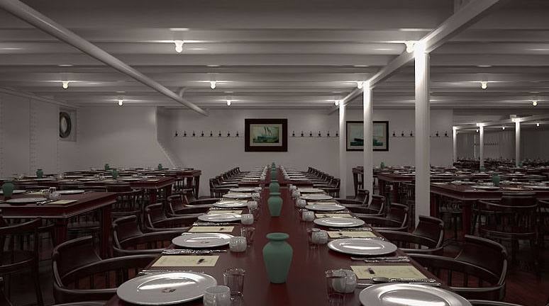 Comedor de tercera clase del Titanic II. 