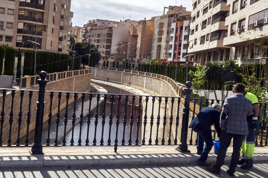 La CHS investiga un vertido de color rojo en el río Segura