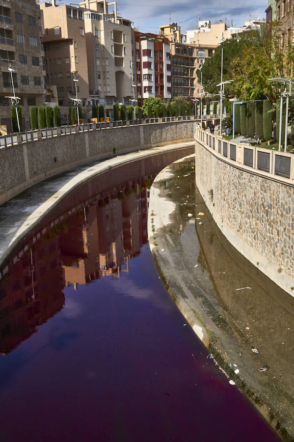 La CHS investiga un vertido de color rojo en el río Segura