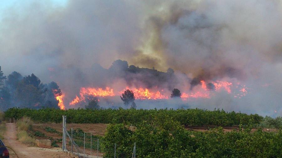 Fotos del incendio en Bolbaite, Chella, Anna, Cotes y Sellent