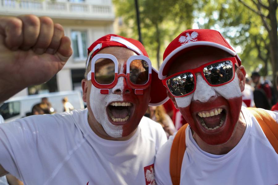 Fotos de los aficionados de Polonia y Portugal