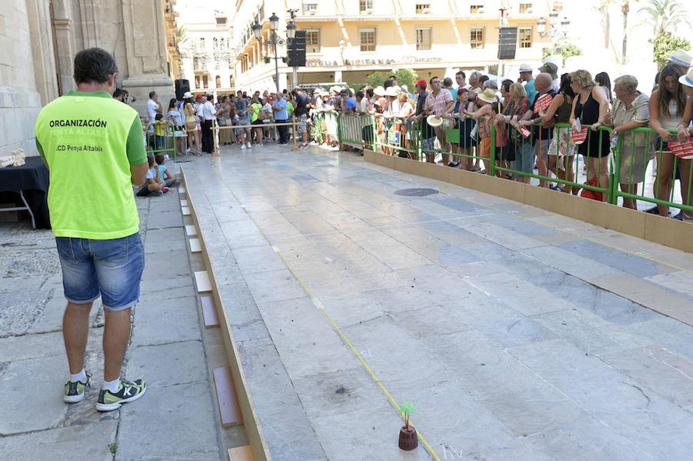 Un murciano gana el torneo de lanzamiento de huesos de dátil y oliva en Elche