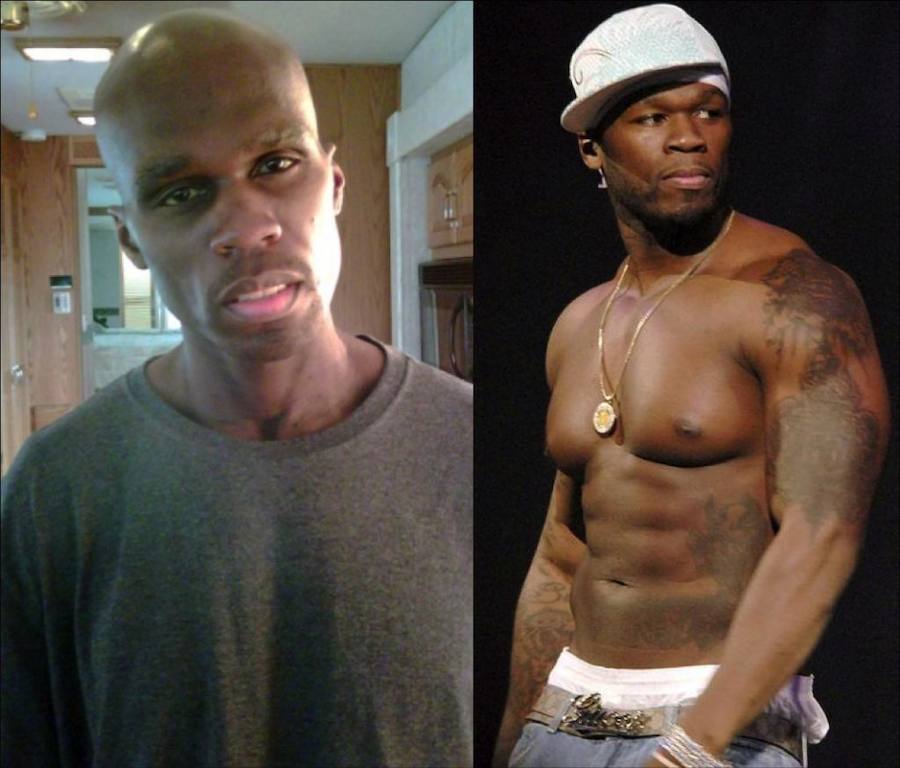 50 Cent. antes y después de su cambio de peso para All Things Fall Apart. 