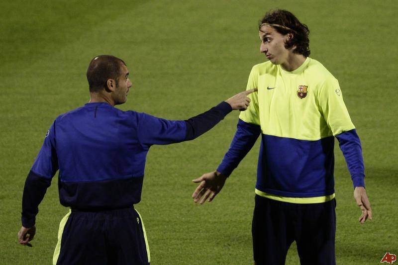 Pep Guardiola y Zlatan Ibrahimovic. 