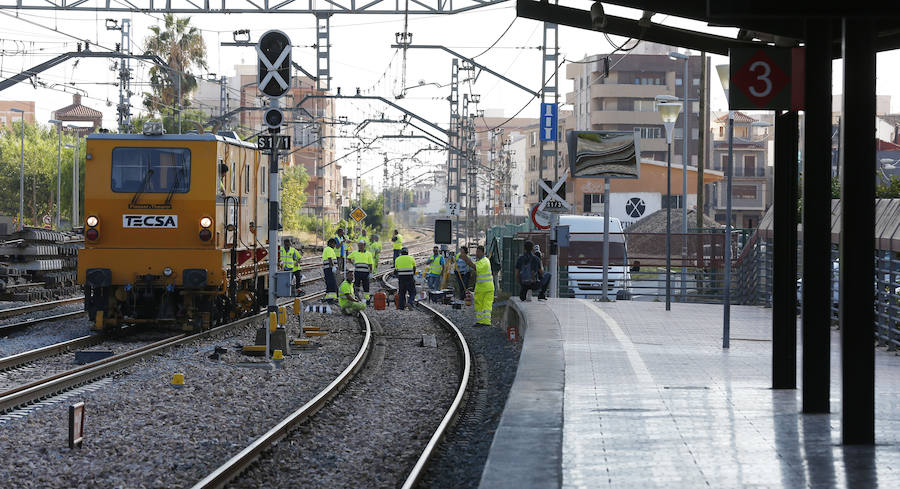 Fotos de las obras del Corredor Mediterráneo en Puçol