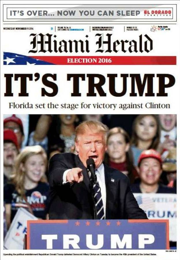 Miami Herald (EE UU). «Es Trump», titula el diario estadounidense