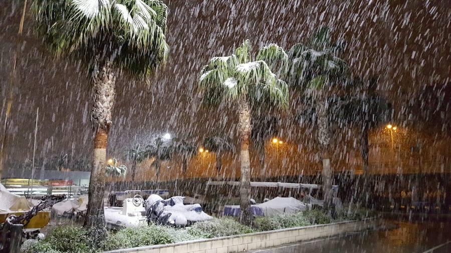 Nieva en Dénia y Xàbia al nivel del mar