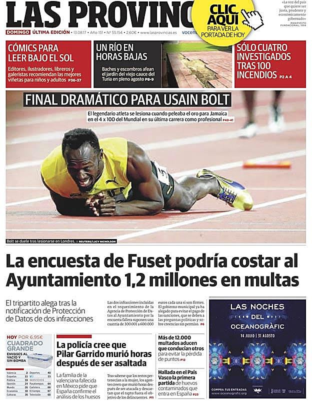 Portada de LAS PROVINCIAS del domingo 13 de agosto de 2017