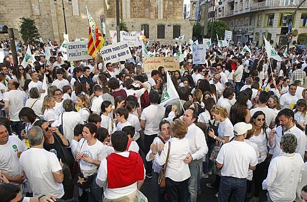 Manifestación contra el recorte de aulas concertadas organizada el pasado mayo en Valencia. 