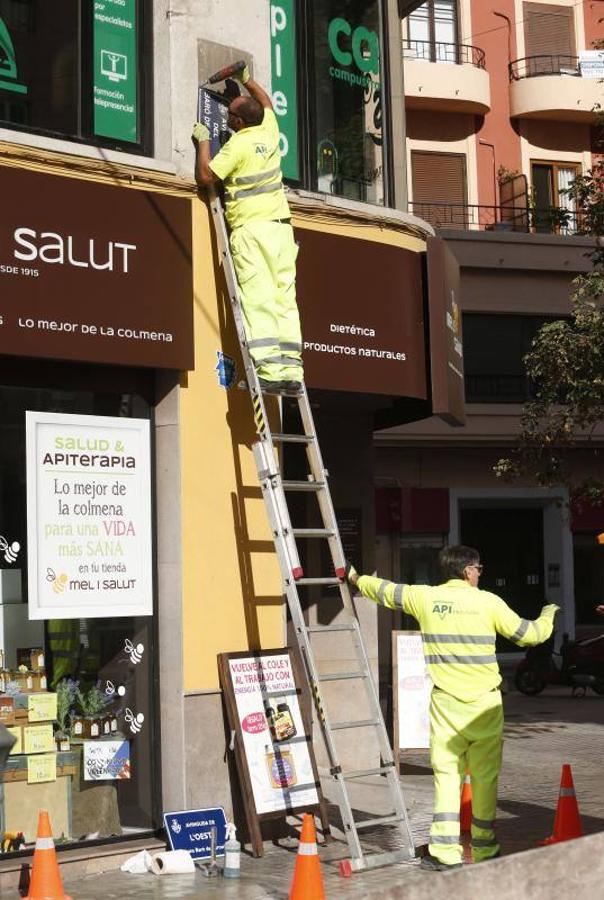 Fotos del cambio de nombre de calles en Valencia