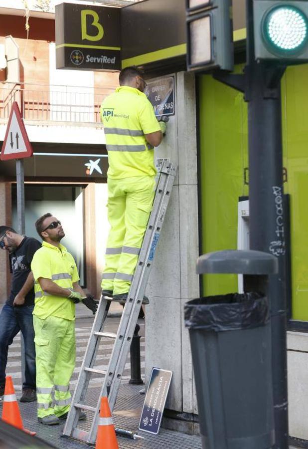 Fotos del cambio de nombre de calles en Valencia