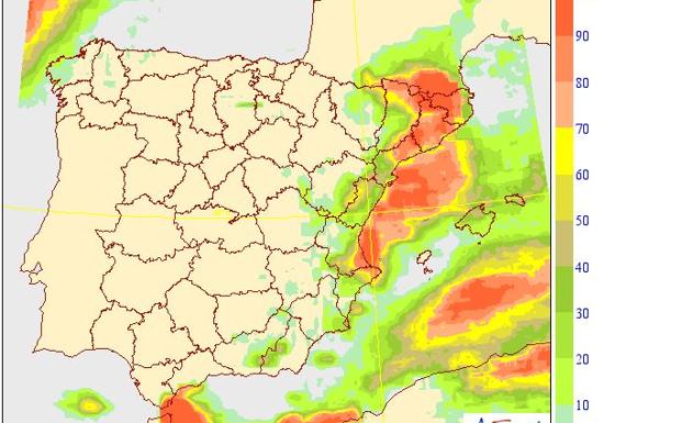 Probabilidad de lluvia en España. 