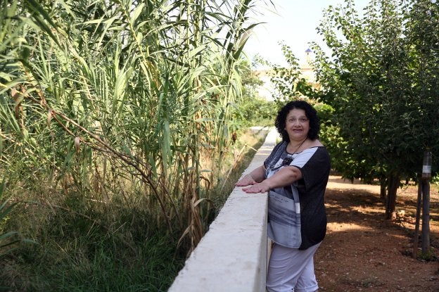 María José Mullor, en el tramo del río Girona que está repleto de cañas. 