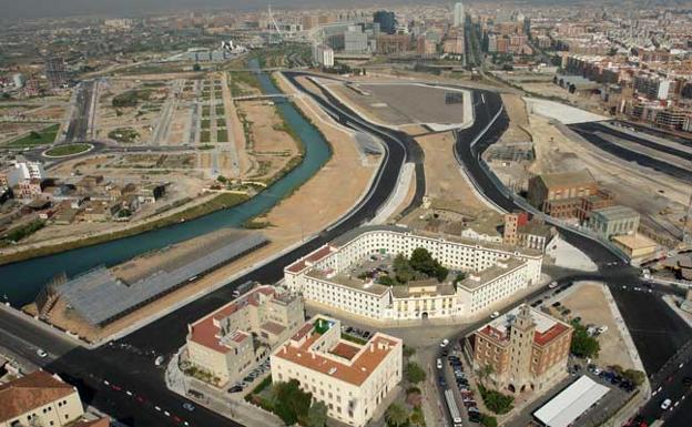 Imagen aérea del circuito de Fórmula 1 en Valencia.