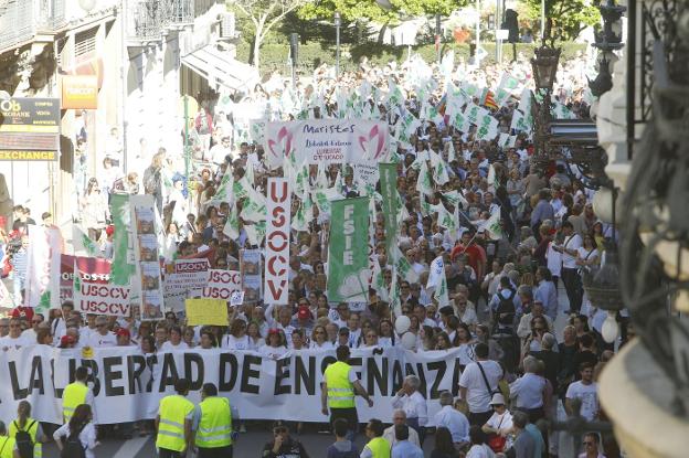 Cabecera de la manifestación organizada el pasado mayo contra los recortes de aulas concertadas. 