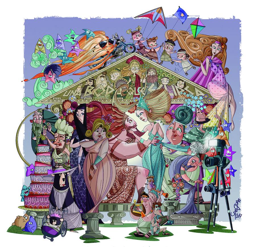 Falla Almirant Cadarso-Comte d'Altea. Sección Infantil: Primera. Lema: 'UNA BODA QUE ECLIPSA'