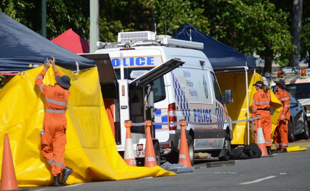 Cordón policial en la ciudad de Cairns.