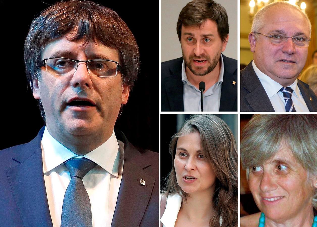 3 de noviembre. La juez de la Audiencia Nacional Carmen Lamela dicta una orden internacional de detención del expresidente catalán Carles Puigdemont y los cuatro exconsellers que viajaron con él a Bélgica y que no acudieron a su citación como investigados por rebelión, sedición y malversación. En la foto, de izquierda a derecha y de arriba a abajo: el expresidente del Gobierno catalán Carles Puigdemont (i) ,el exconsejero de Salud Antoni Comin, el de Cultura Lluís Puig , de Agricultura Meritxell Serret , y de Enseñanza, Clara Ponsatí .