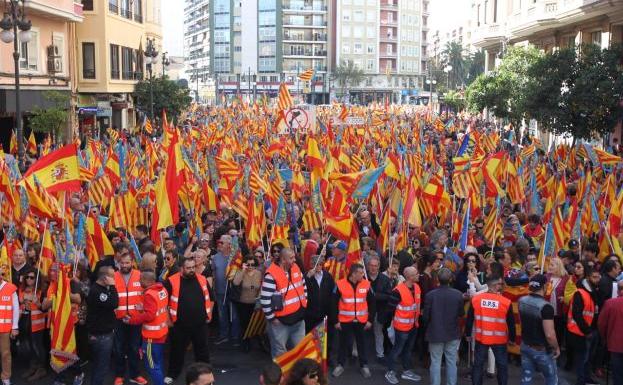 Inicio de la manifestación contra els països catalans en Valencia.