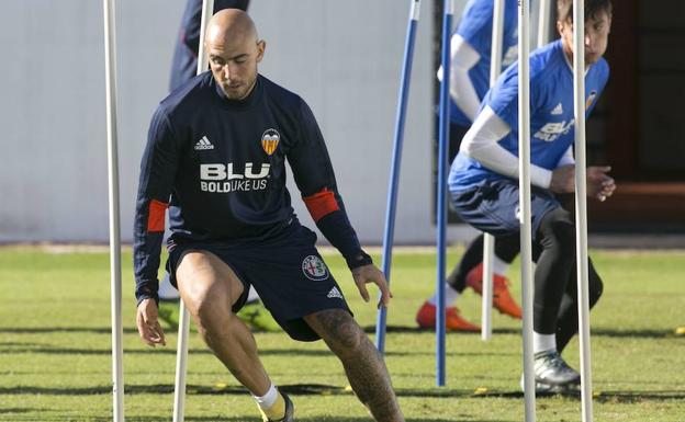 Zaza, en un entrenamiento. 